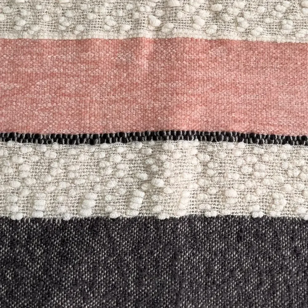 Lot of 2 Shabby Chic Runner and Blanket Pink Black Stripes Boho Farmhouse